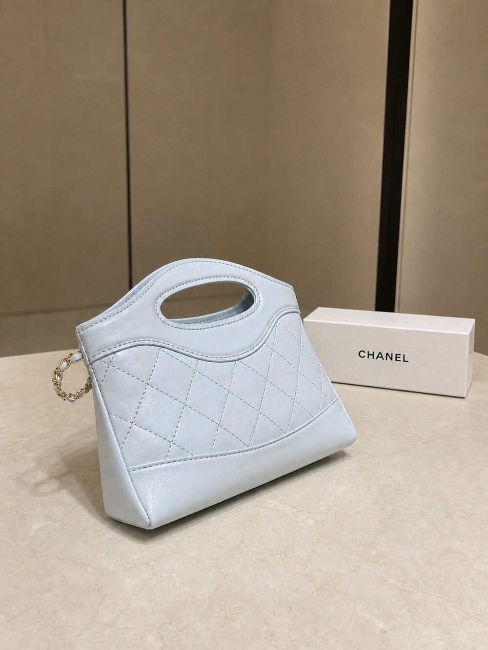 Chanel Nano Handbag in Light Blue Lambskin with Gold Tone Hardware - Picture 8 of 10
